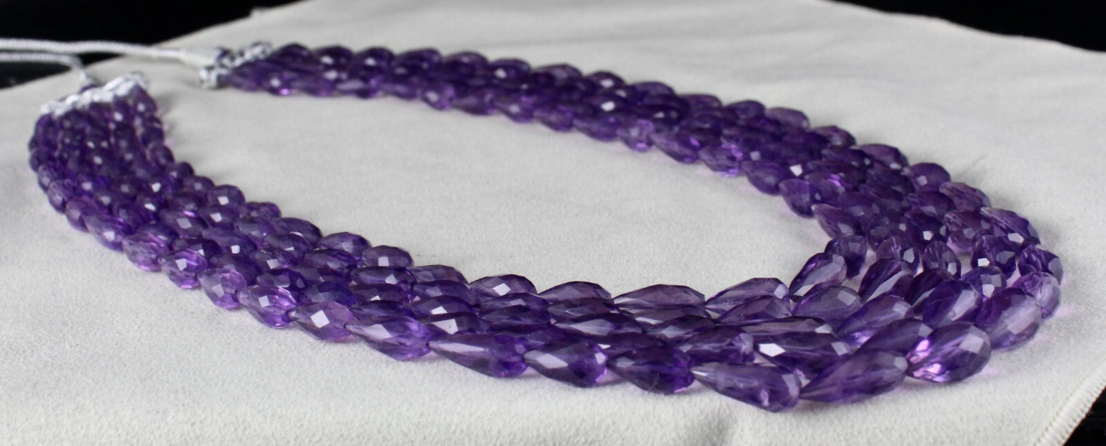 Certified Natural Purple Amethyst 660ct Tear Drop Beads Finest Necklace