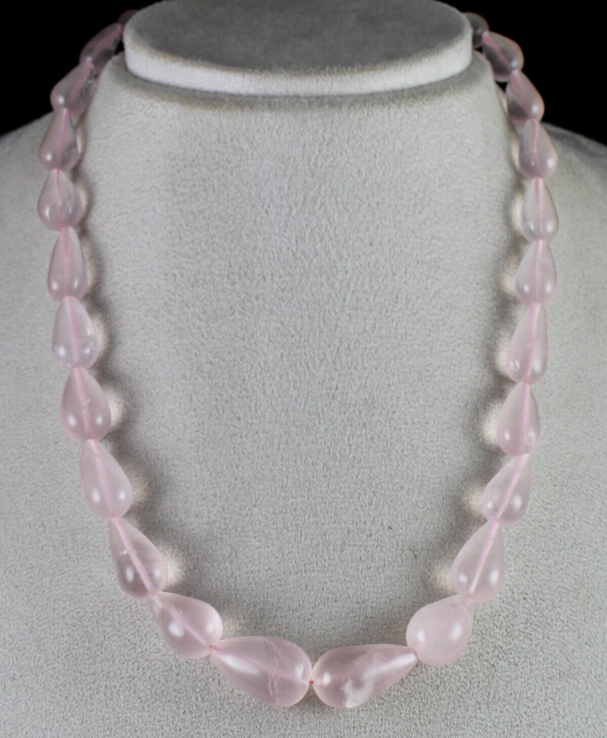 Natural Rose Quartz Beads Drops Cabochon 337 Ct Gemstone Fashion Necklace