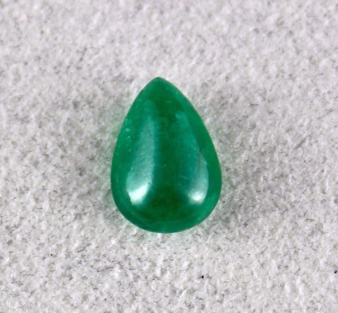 Certified Natural Zambia Emerald Pear Cabochon 5.59 Ct Gemstone For Ring Pendant