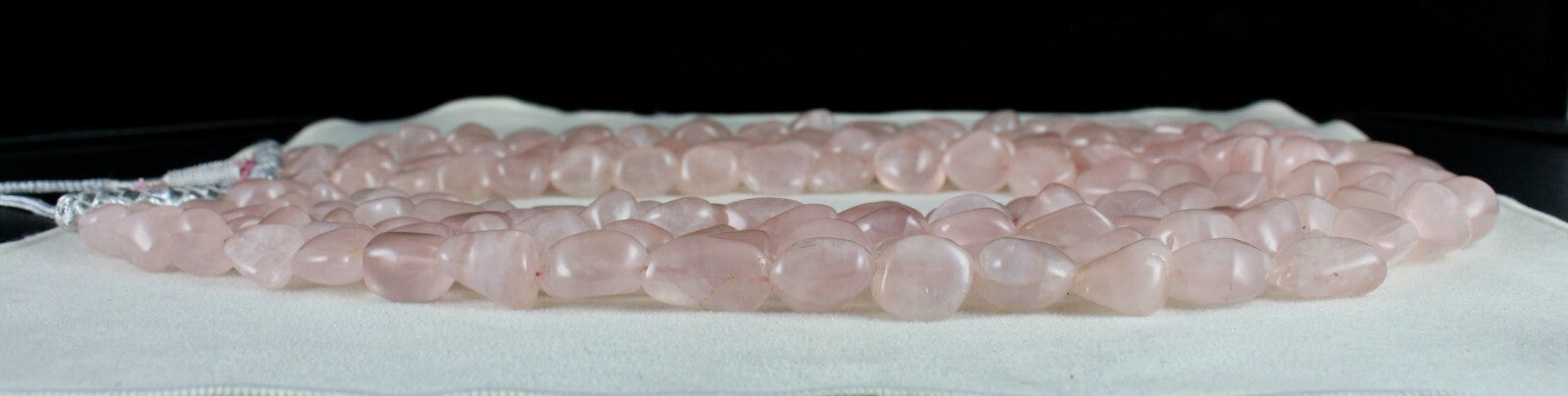 Natural Rose Quartz Beaded Necklace Cabochon Gemstone Long String 5 L 2513 Ct