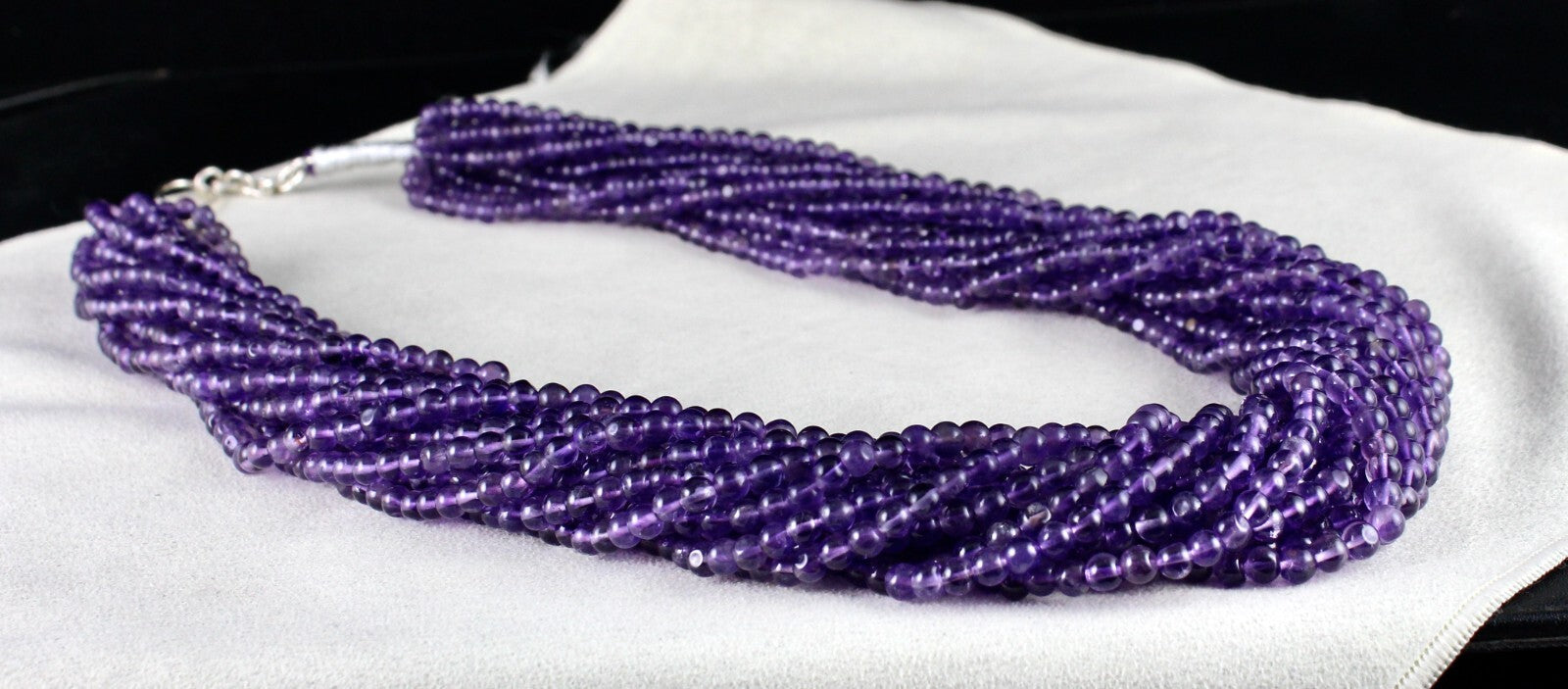 Natural Amethyst 1265 Ct Beads Round Gemstone Sterling Silver Necklace 15l