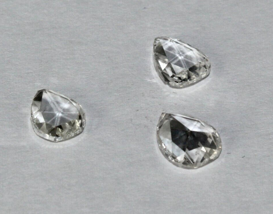 Natural Rose Cut Diamond 2.92 Ct Pear Loose Stone Certified Earring Set