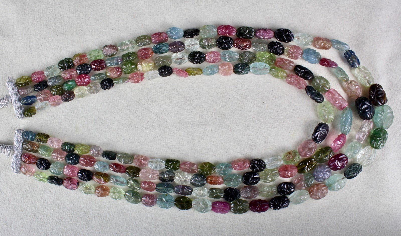 Certified Natural Multi Tourmaline Aquamarine Beads 564 Ct Gemstone Old Necklace