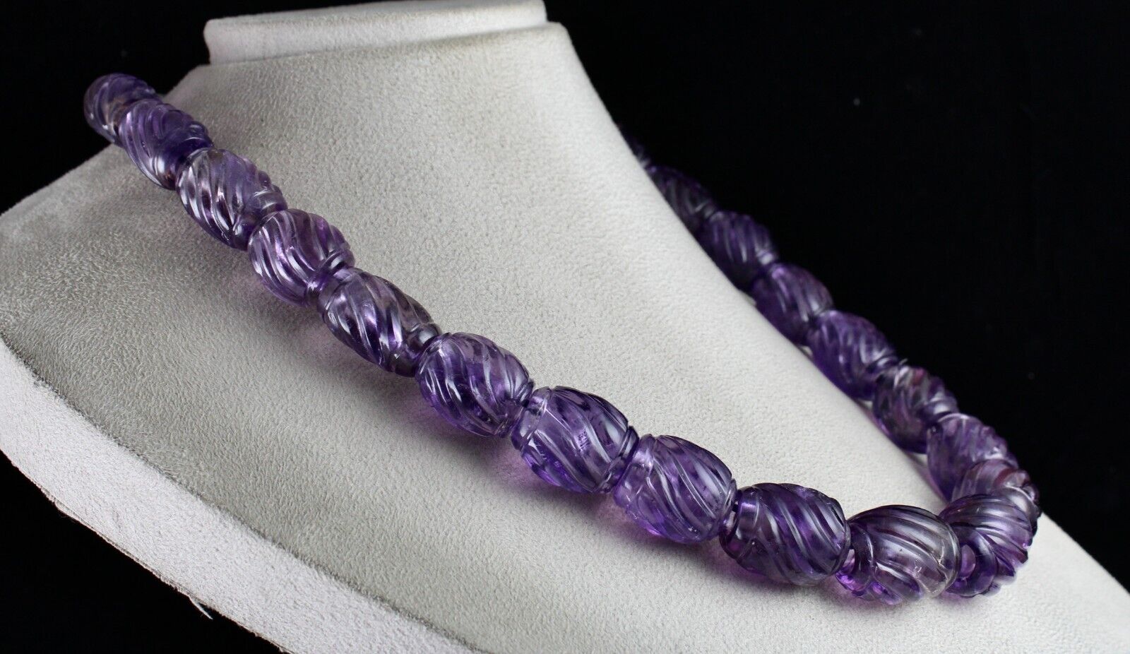 Vintage Natural Amethyst Beads Carved 23 Pc 1225 Ct Big Drill Gemstone Designing