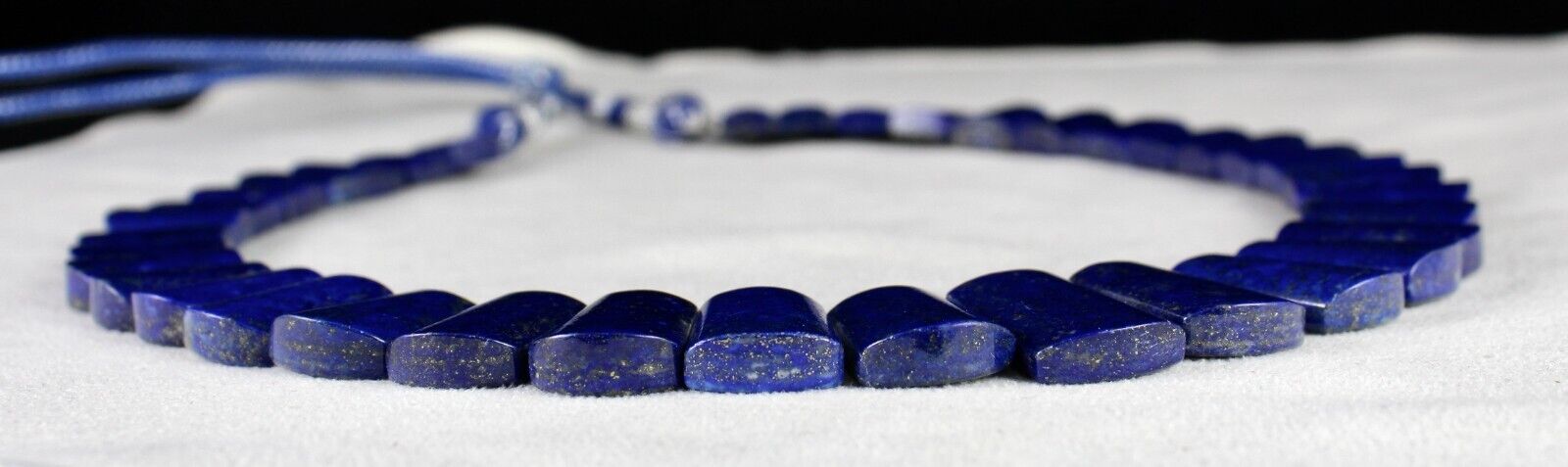 Natural Blue Lapis Lazuli Flat Cut 463 Ct Gemstone Semiprecious Fashion Necklace