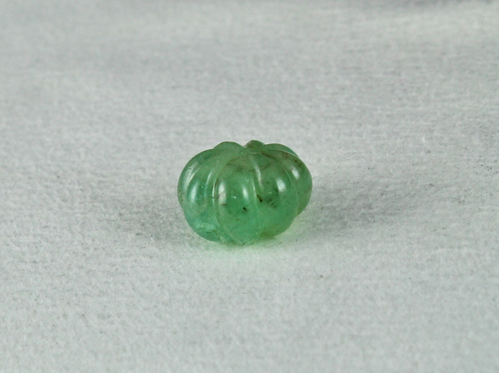 Certified Natural Colombia Emerald Carved Melon Drill Bead Gemstone 18.68 Ct