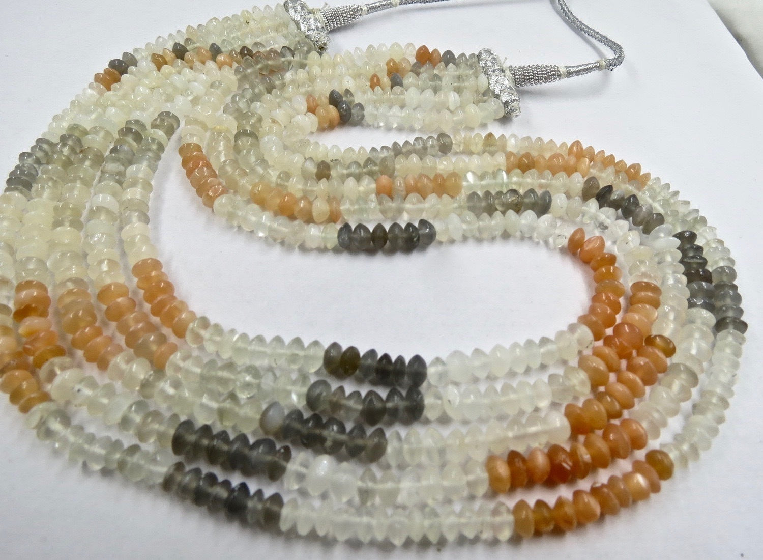 Natural Multi Moonstone Fashion Necklace 460 Ct Beads Round 5l For Women