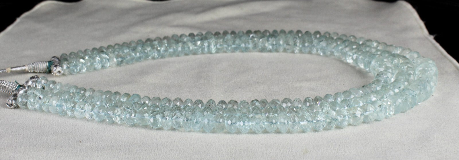 Certified Natural Blue Aquamarine 952 Ct Faceted Beads Gemstone Necklace Women
