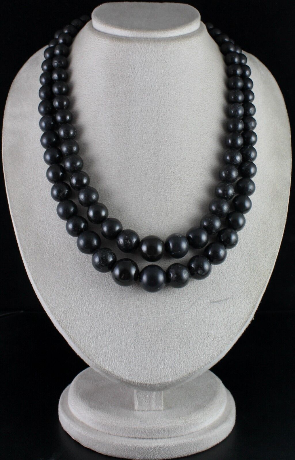 Natural Black Jade Beads Round 2 L 1658 Ct Big 19mm Gemstone Fashion Necklace