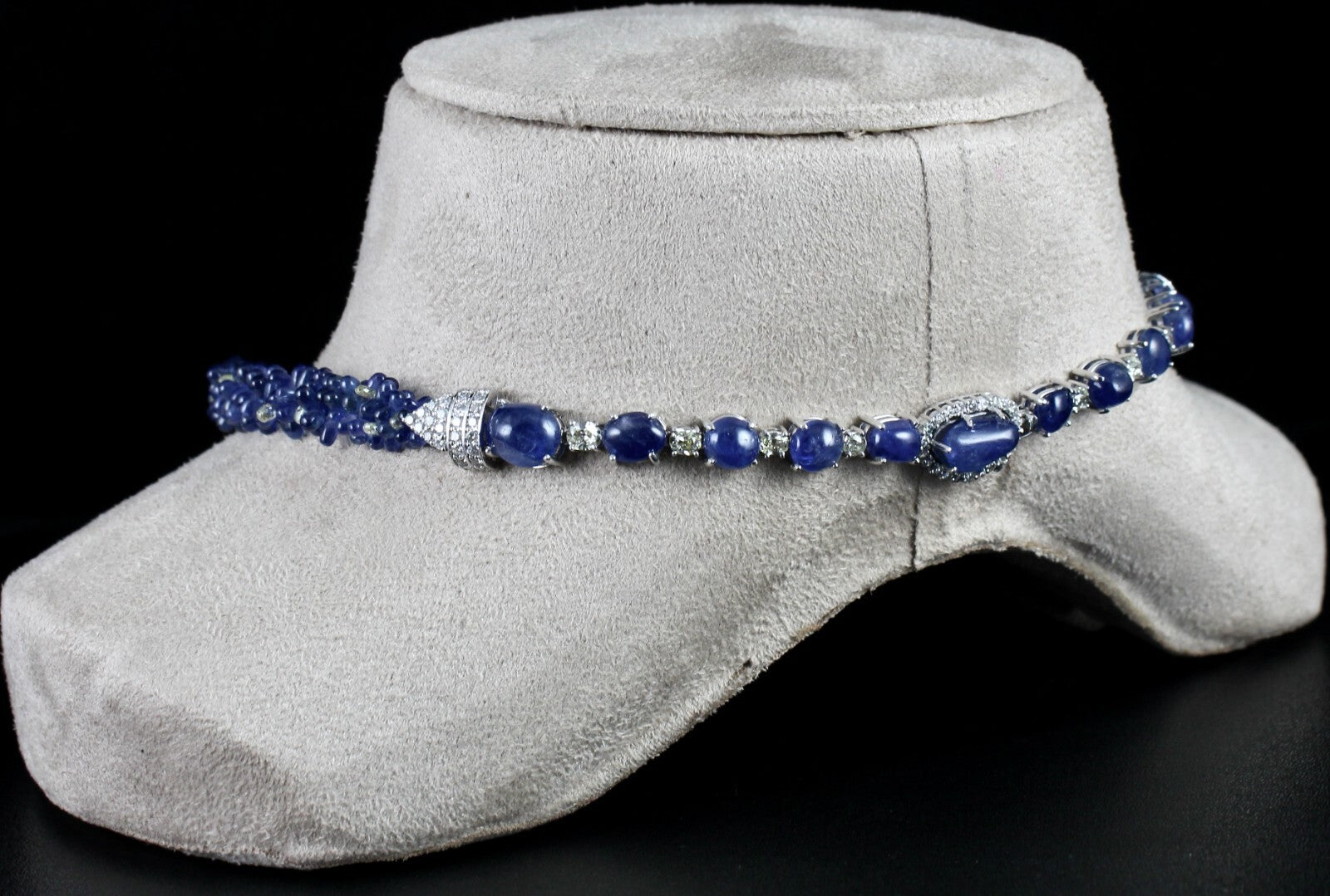 Certified 18k Gold Fine Blue Sapphire 316.58ct Natural Diamond Teardrop Necklace