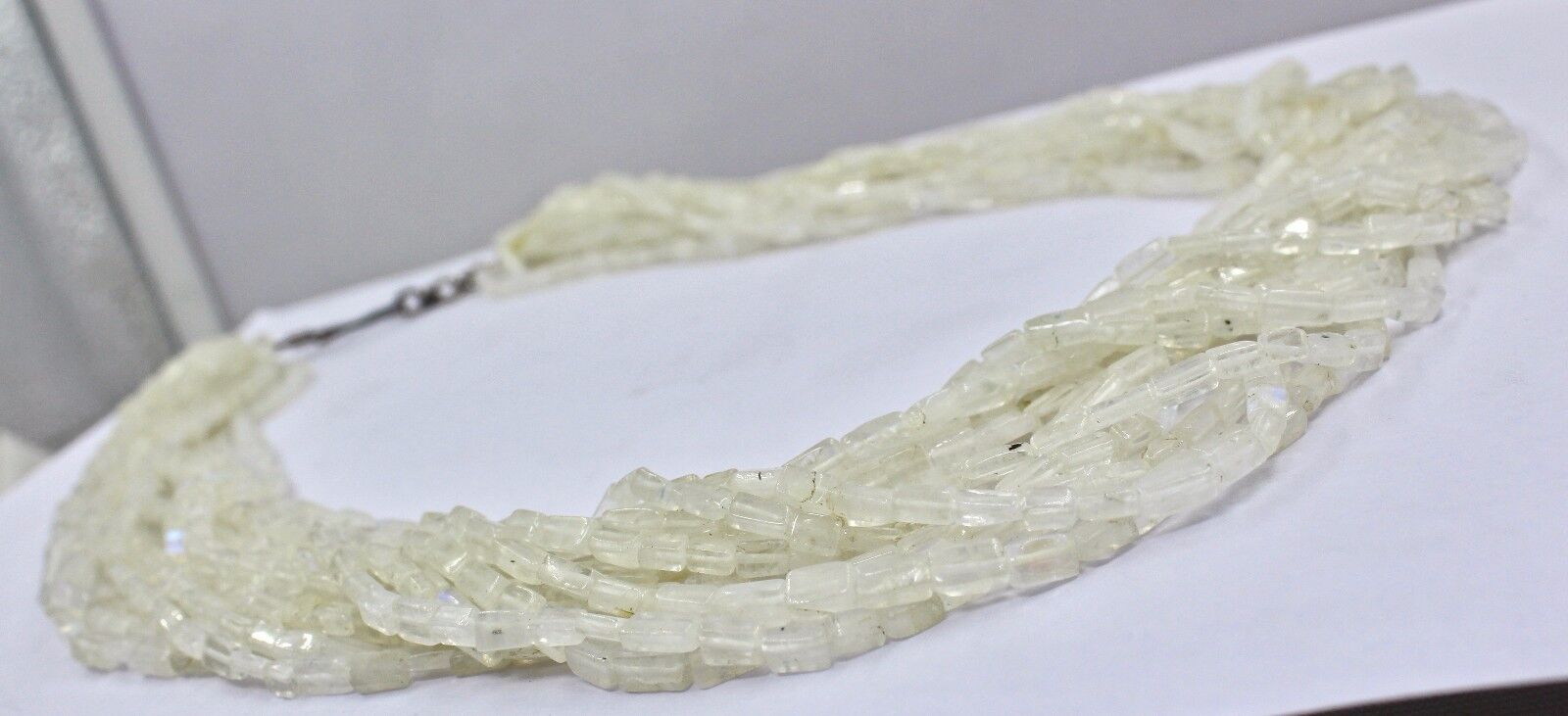 Natural White Moonstone Fancy Tube Beads 15 L 837 Ct Gemstone Fashion Necklace