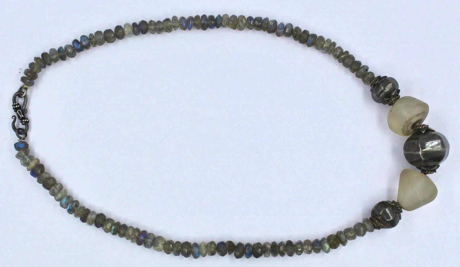 Black Labradorite Faceted Rock Crystal Beads 296 Ct Designer Gemstone Necklace