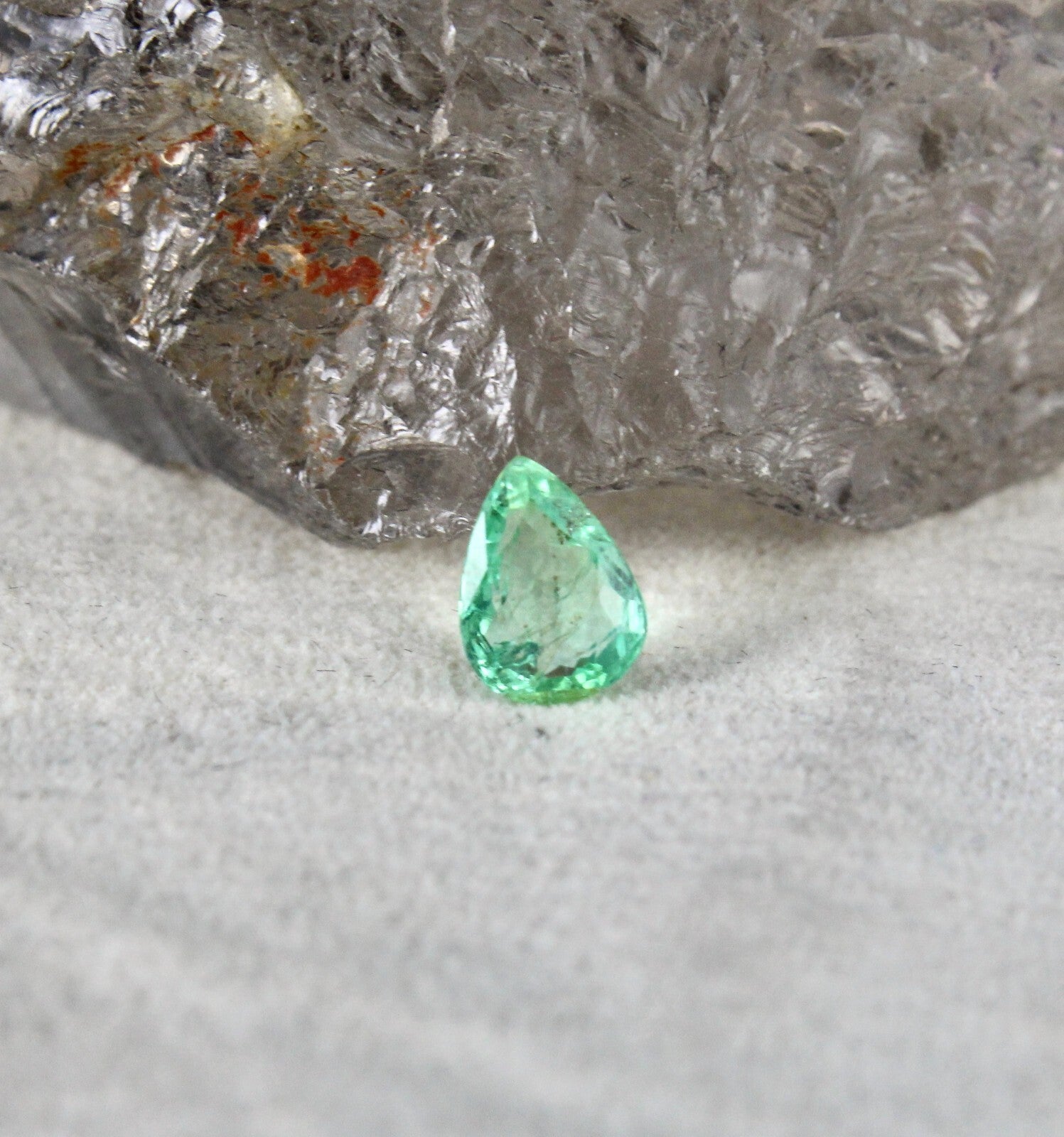 Natural Colombian Emerald 1.76 Ct Pear Oval Gemstone Pendant Ring 2 Pcs