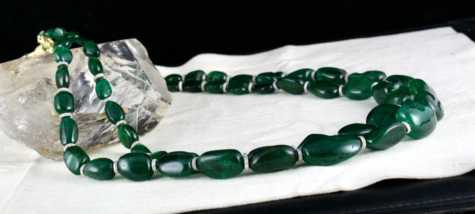 Certified Classic Natural Emerald Cabochon Beads 892 Ct Gemstone Necklace