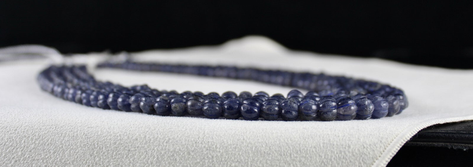 Natural Iolite Carved Melon Beads 602ct 4 Line Gemstone Fashion Necklace