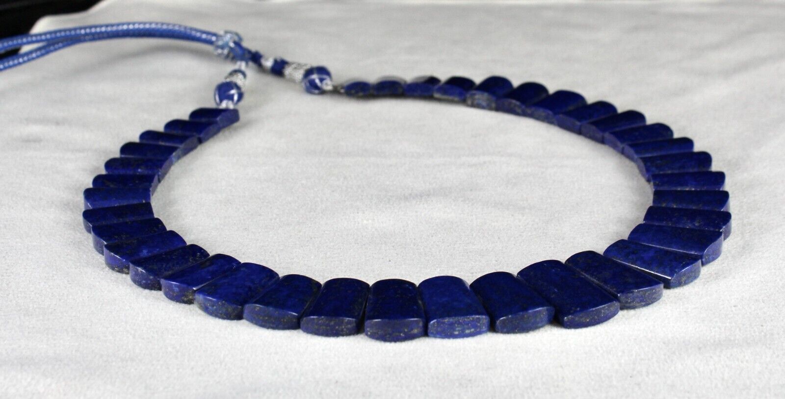 Natural Blue Lapis Lazuli Flat Cut 463 Ct Gemstone Semiprecious Fashion Necklace