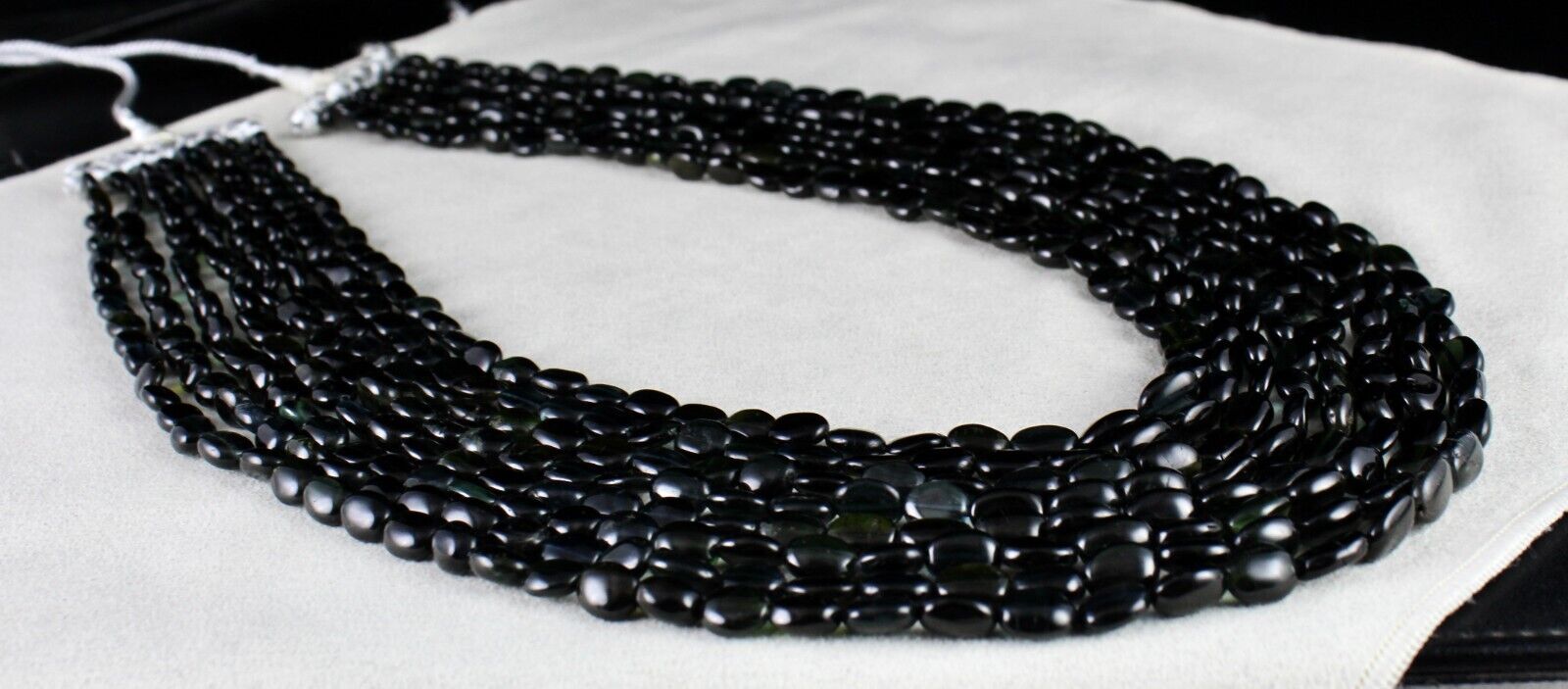 Elegant Natural Black Tourmaline Long Beads 8 L 898 Ct Gemstone Fashion Necklace