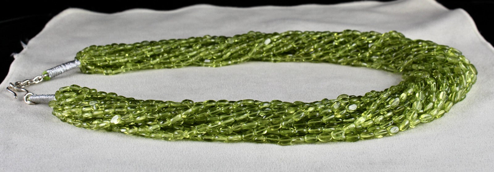 Natural Peridot Green Gemstone Statement Necklace 23 L 1391 Ct Beaded Cabochon