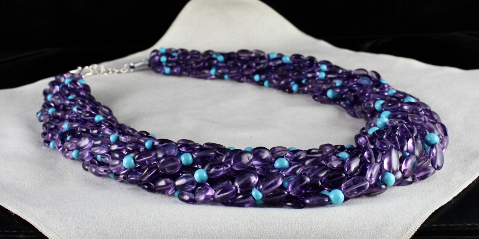 Certified Natural Amethyst 1840ct Turquoise Beads Fashion Necklace For Women