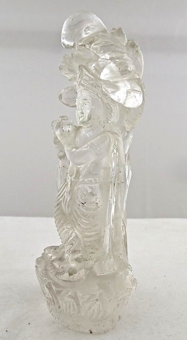 SPIRITUAL NATURAL ROCK CRYSTAL QUARTZ LORD KRISHNA 1190 CTS GEMSTONE STATUE 