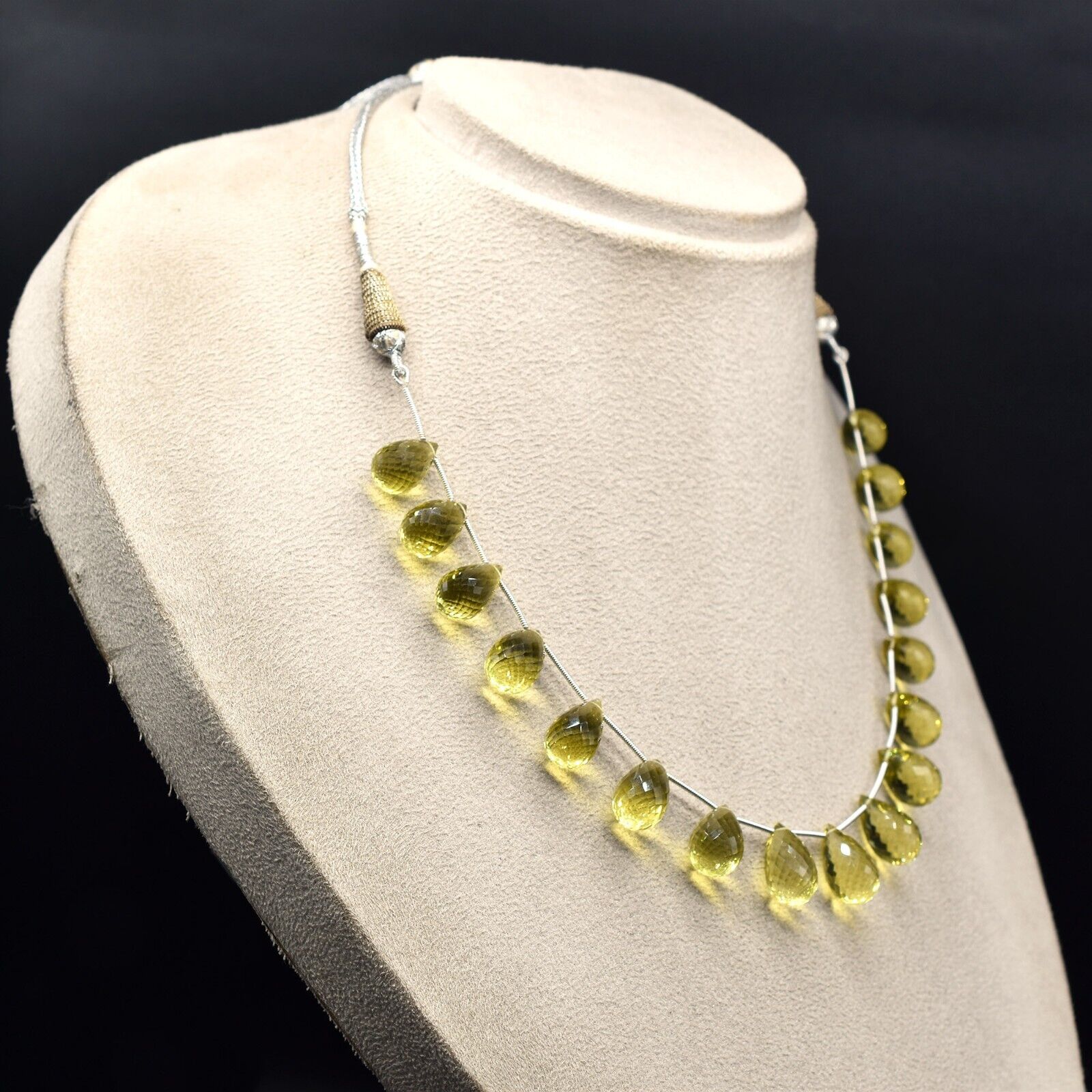 Natural Lemon Quartz Beads 180 Ct Tear Drops Gemstone Finest Party Necklace