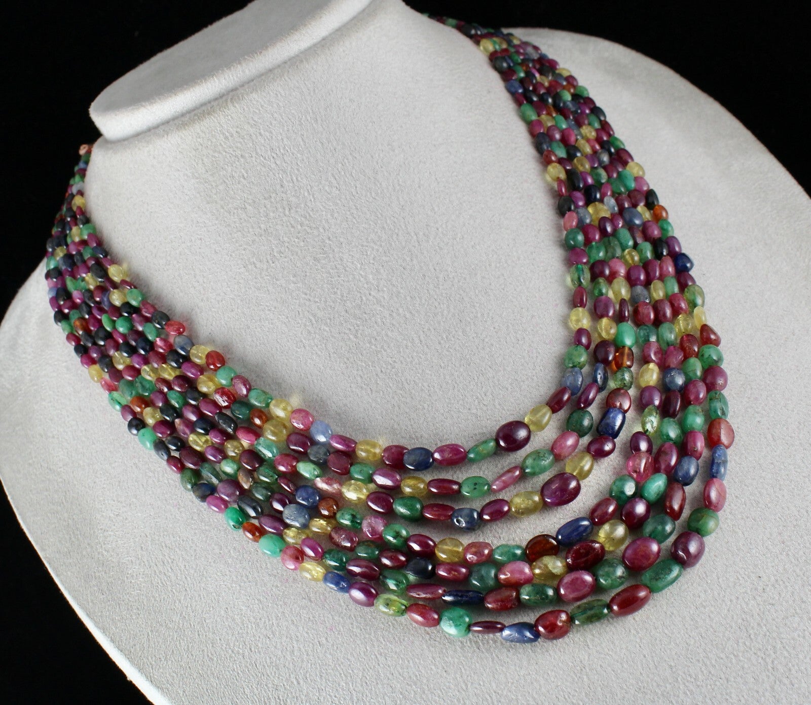 Certified Natural Emerald Ruby Sapphire Hessonite 542ct Gemstone Necklace