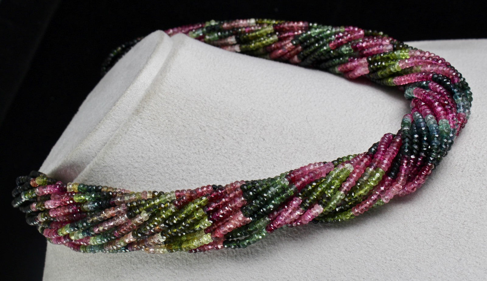 Certified Natural Multi Tourmaline 1025ct Beads Round Sterling Silver Necklace