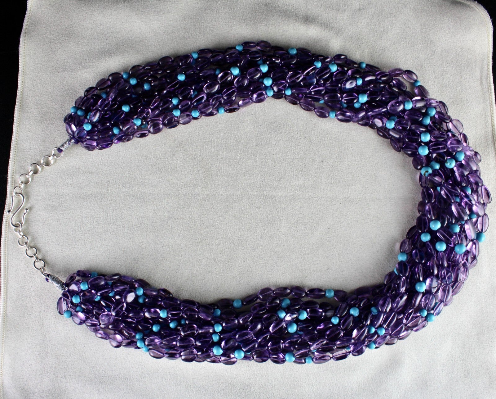 Certified Natural Amethyst 1840ct Turquoise Beads Fashion Necklace For Women