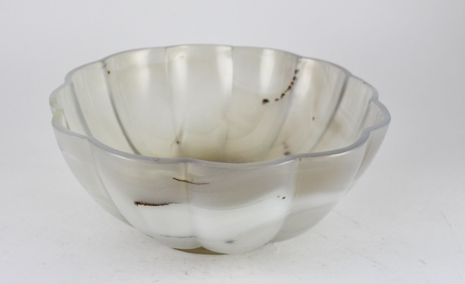 Certified Handmade Natural Chalcedony 2410 Ct Carved Oval Gemstone Bowl Decor