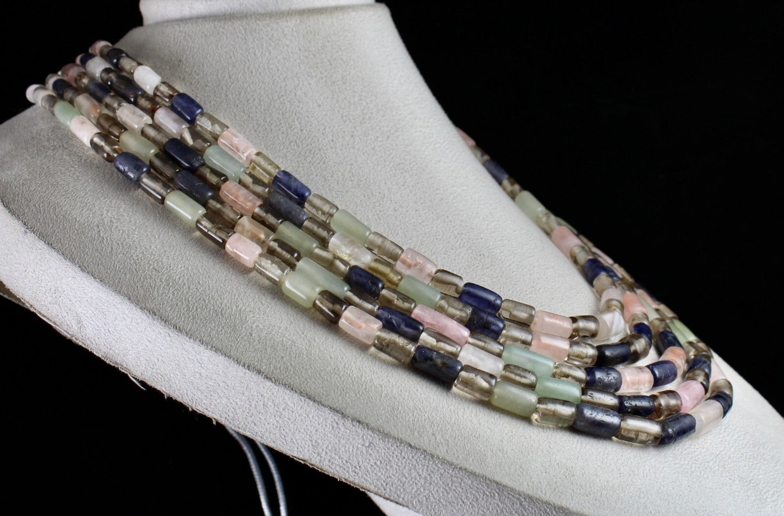 Multi Natural Semi Precious Tube Beads Gemstone Necklace 5 L 1189 Ct