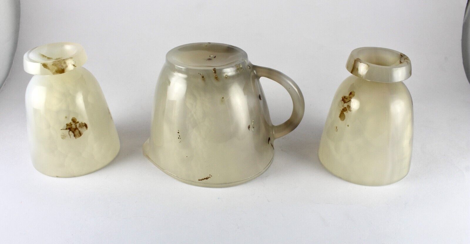 HAND CRAFTED NATURAL CHALCEDONY 4635 CTS GEMSTONE TEA POT GLASS SET HOME DECOR