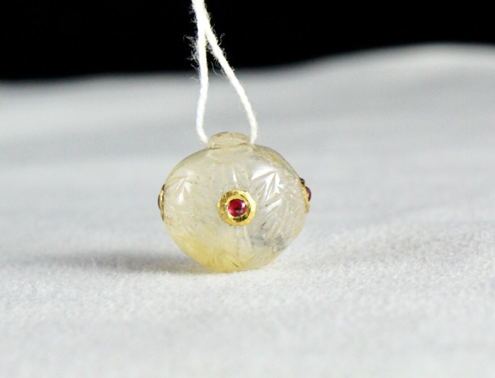 Natural Yellow Sapphire Oval Drops 34.72 Cts Ruby 18k Gold Jadau Hanging Pendant