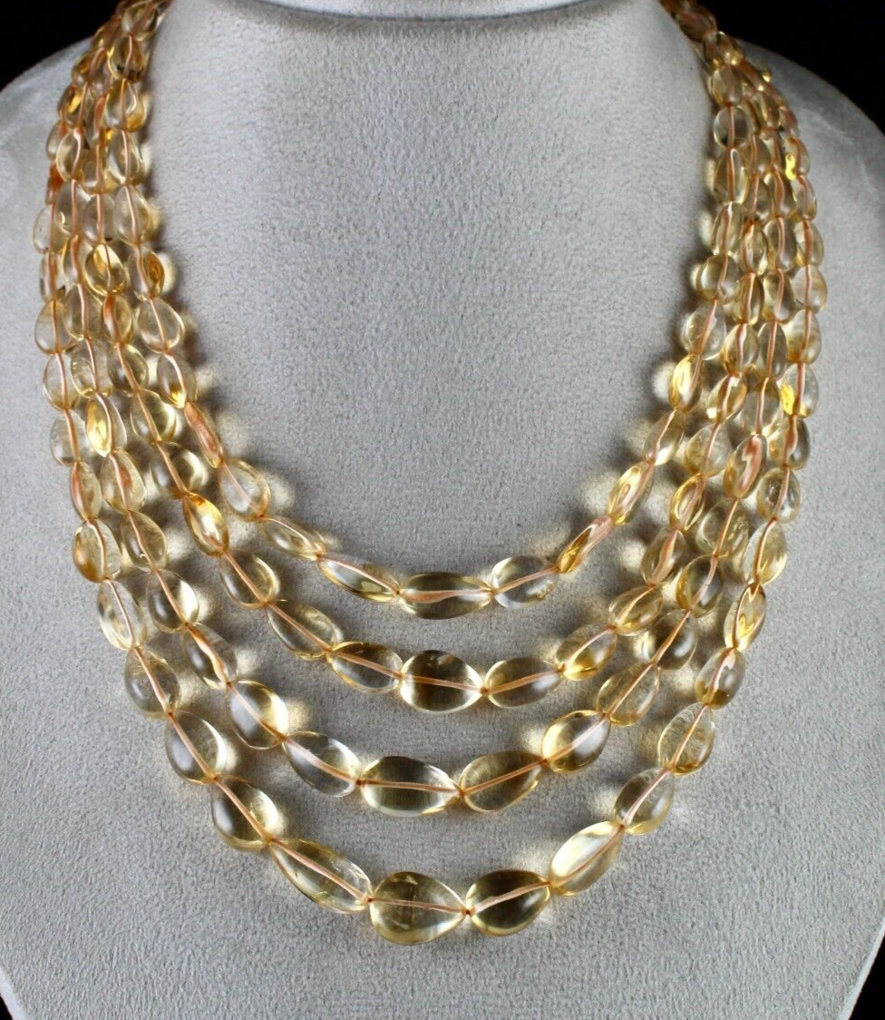 Certified Natural Yellow Citrine 764 Ct Teardrop Gemstone Fashion Necklace