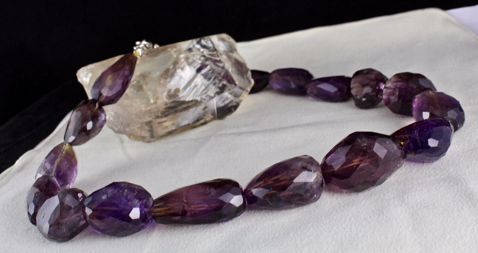 Natural Ametrine Beads Faceted Tumble 1 L 1745 Ct Big Gemstone Silver Necklace