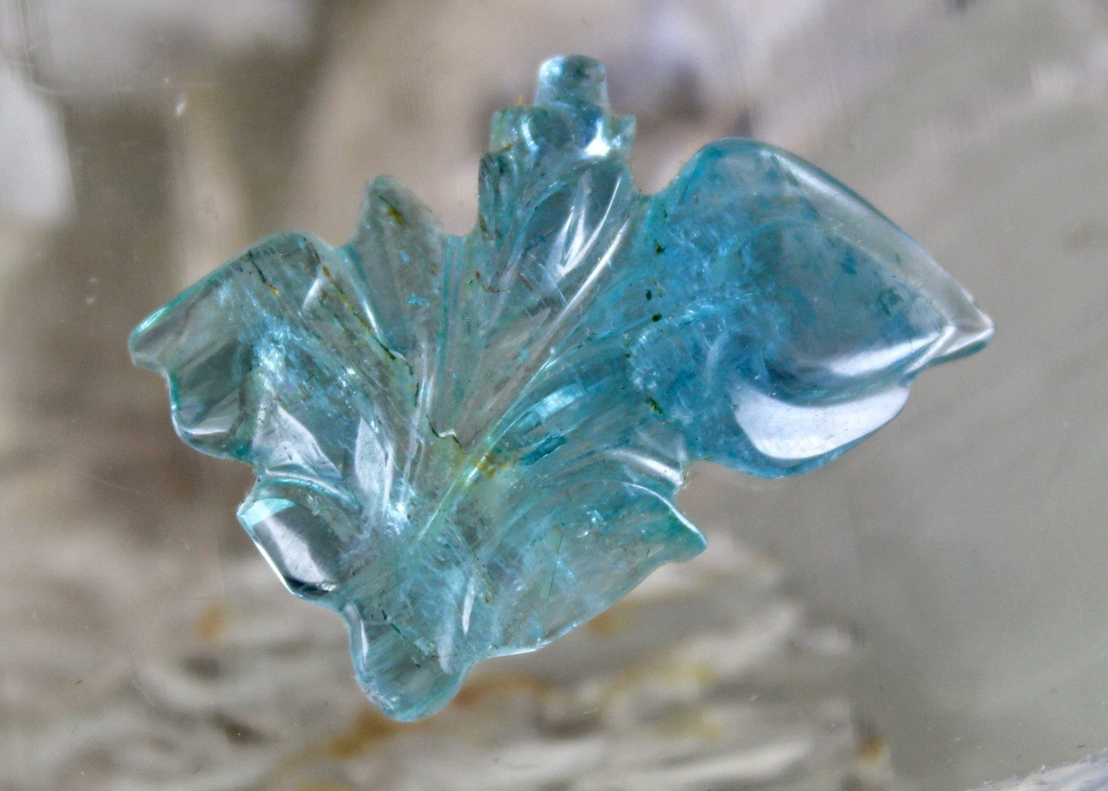 Certified Natural Blue Aquamarine Leaf 18.49 Ct Rare Gemstone For Pendant Design