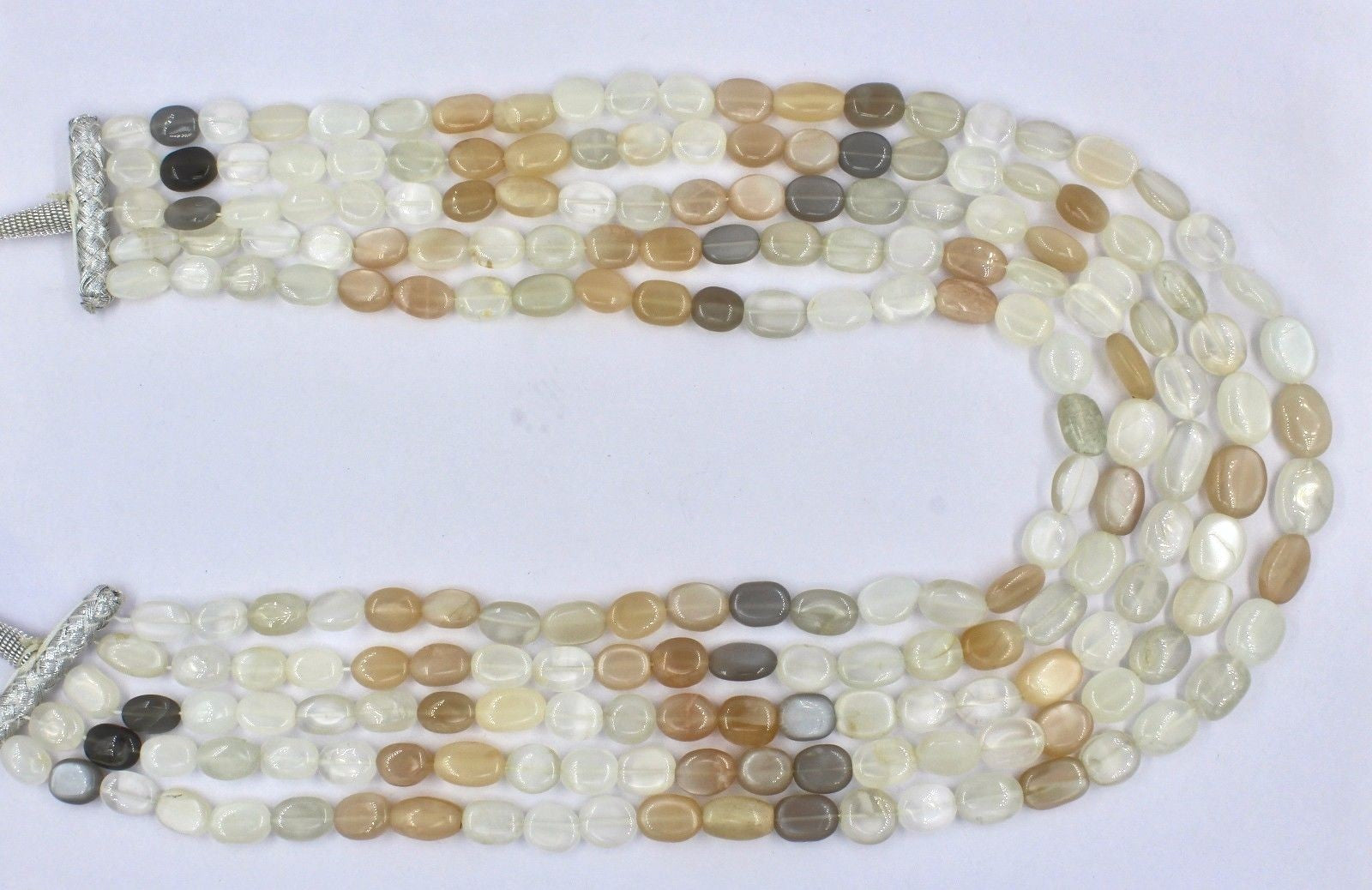 Natural Multi Moonstone 950 Ct Beads Cabochon Gemstone Necklace For Party