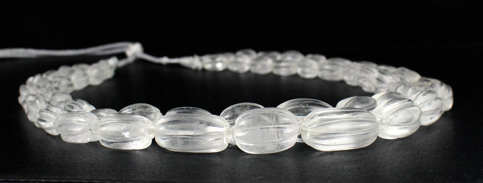 Natural White Rock Crystal Quartz Necklace Carved Oval 2 L 994 Ct Gemstone