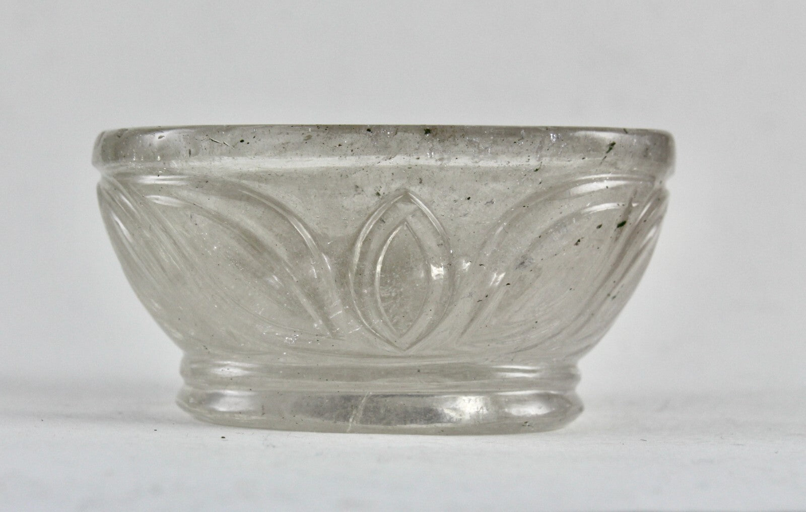 Antique Carved Natural Rock Crystal Quartz Oval Gemstone Bowl 505 Ct Decor