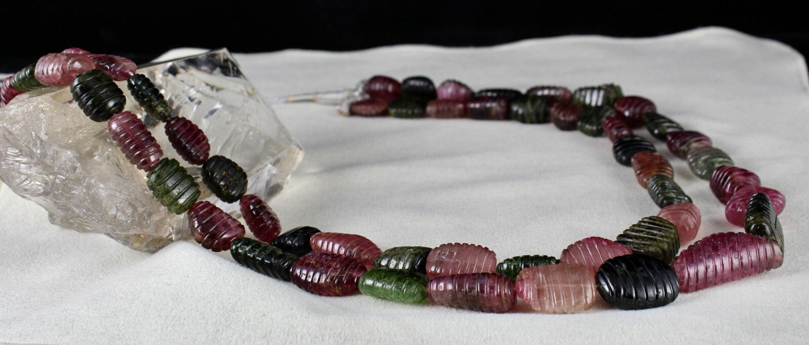 Certified Old Natural Multi Tourmaline 33mm Carved Beads 1062ct Necklace