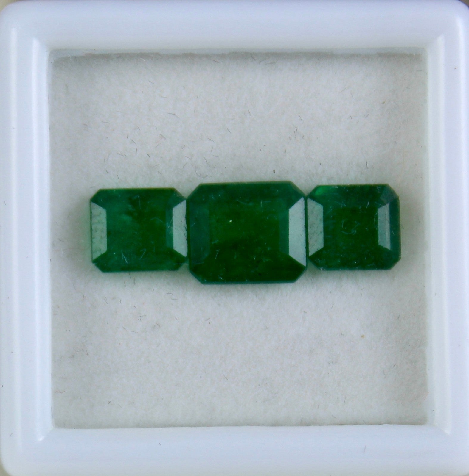 Certified Natural Zambian Emerald Octagon 3.42 Carat Gemstone 3 Pcs For Design