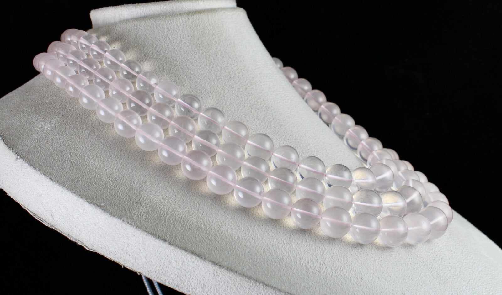 Certified Natural Rose Quartz 1902 Ct Pink Round Beads Gemstone Necklace