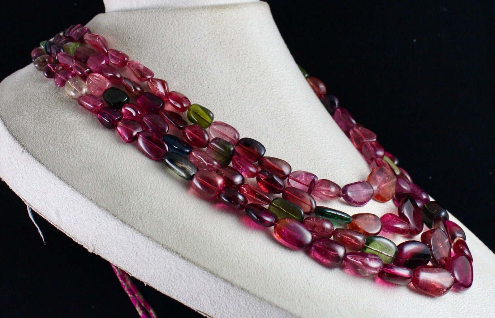 Certified Natural Multi Tourmaline Beads Tumble Gemstone Necklace 1445 Ct