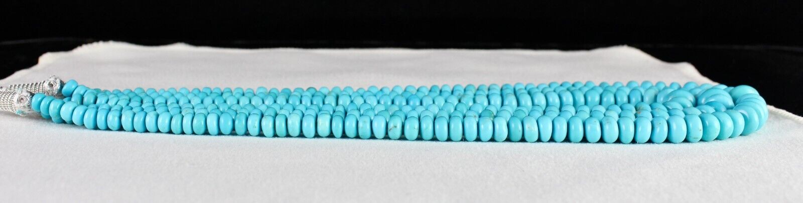 Natural Real Turquoise Beads Round 3 L  388 Ct Blue Gemstone Important Necklace