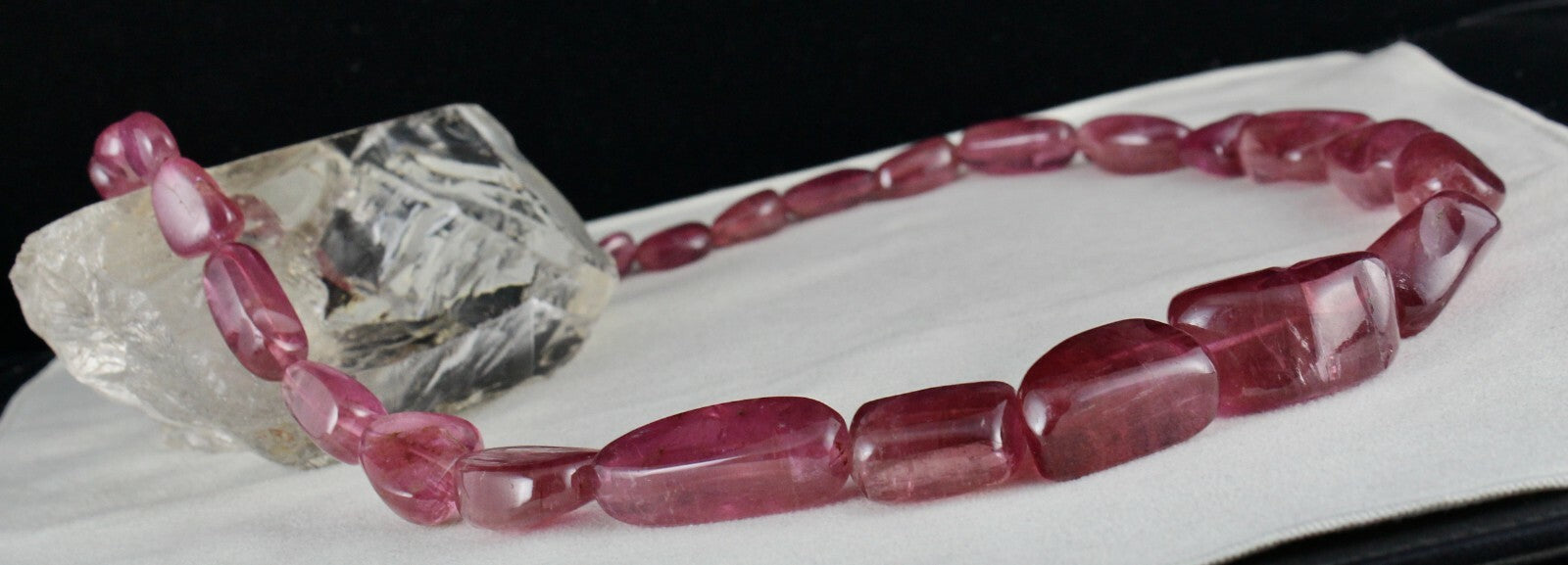 Certified Natural Pink Tourmaline Rubellite 1241ct Beads Necklace 35mm Tumble
