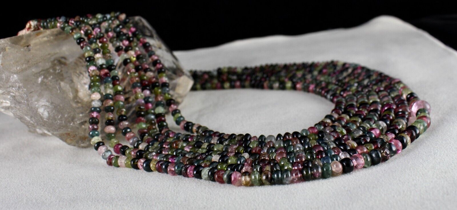 BEST NATURAL TOURMALINE BEADS NECKLACE 583 CARATS MULTI COLOUR GEMSTONE STRAND