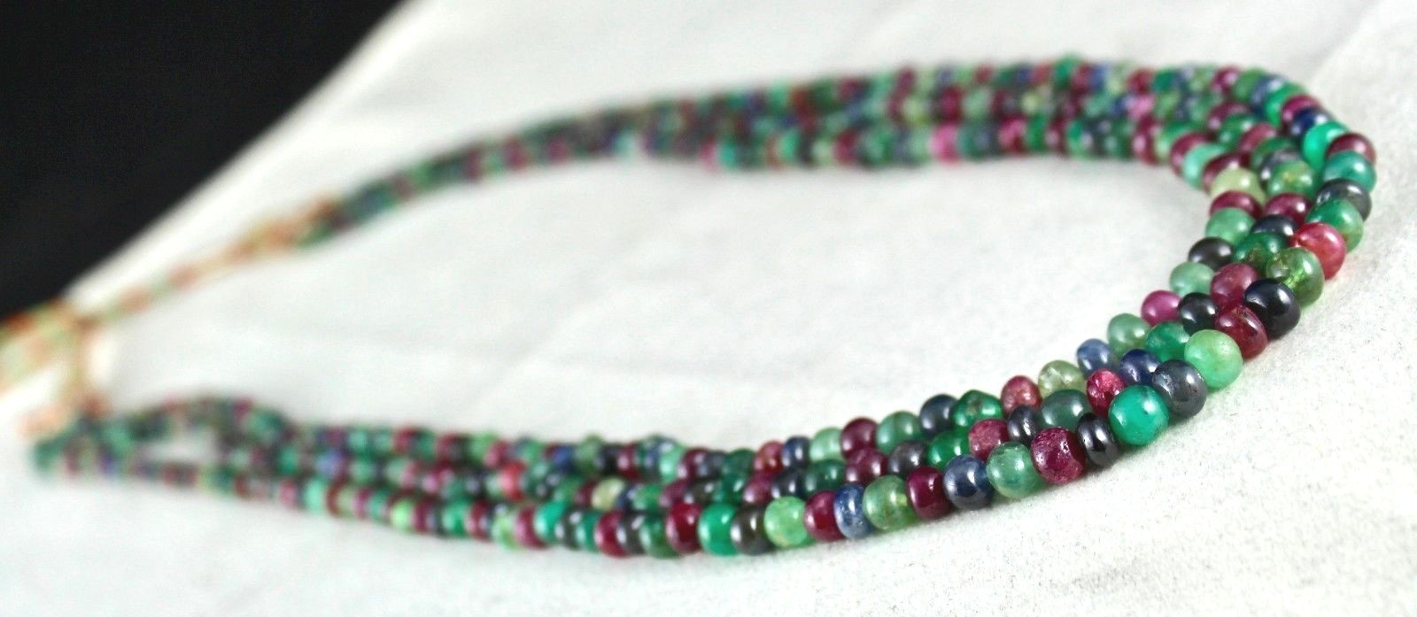 Certified Natural Emerald Ruby Sapphire 303ct Gemstone Necklace For Women