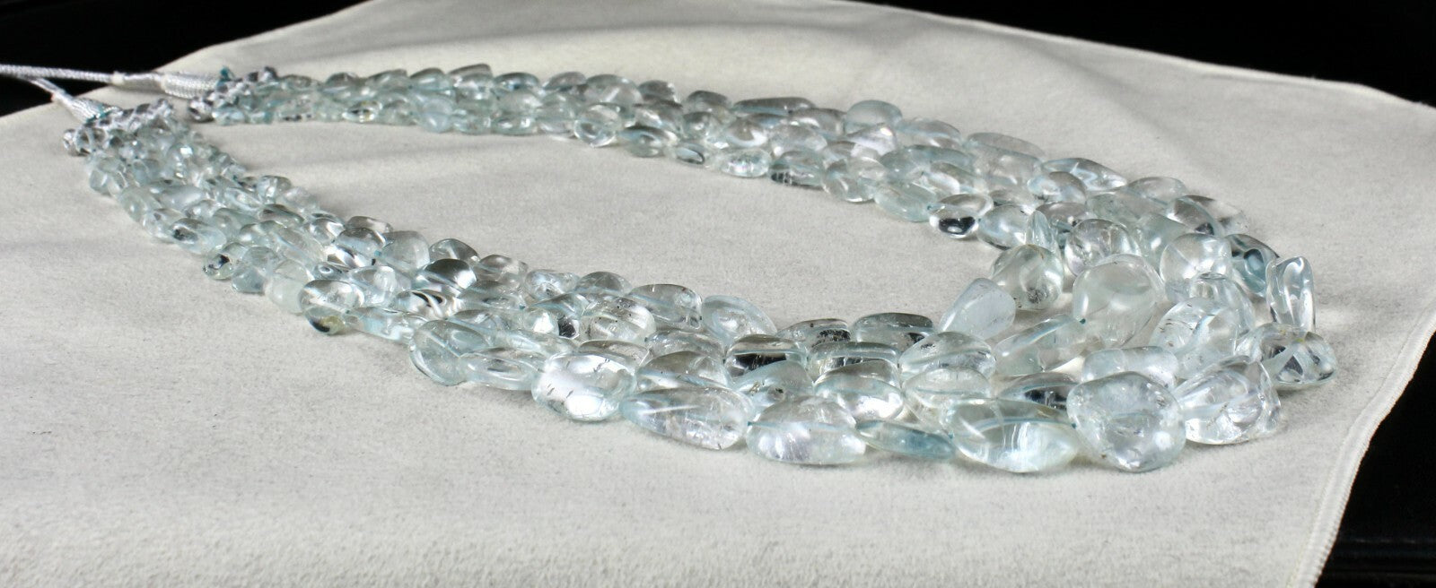 Certified Natural Blue Topaz 4 Line 1215ct Beaded Fine Necklace