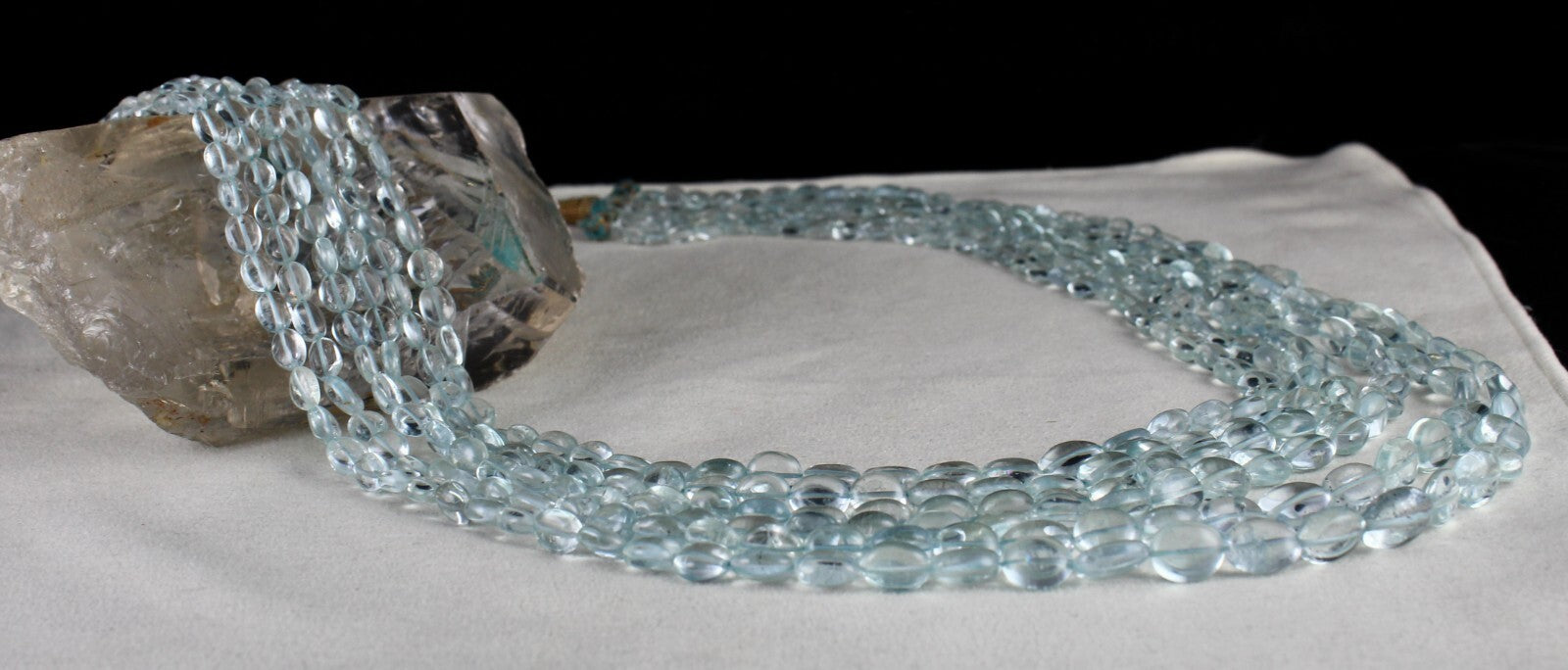 Certified Natural Aquamarine 603 Ct Beads Blue Gemstone Necklace For Women