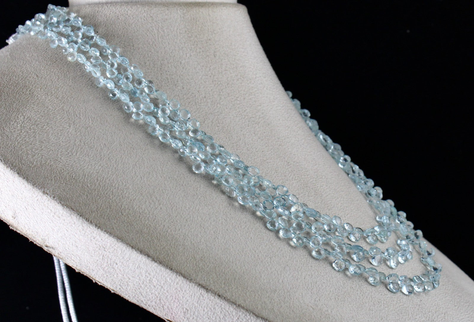 Certified Natural Aquamarine Necklace 253 Ct Blue Faceted Gemstone Tear Drops