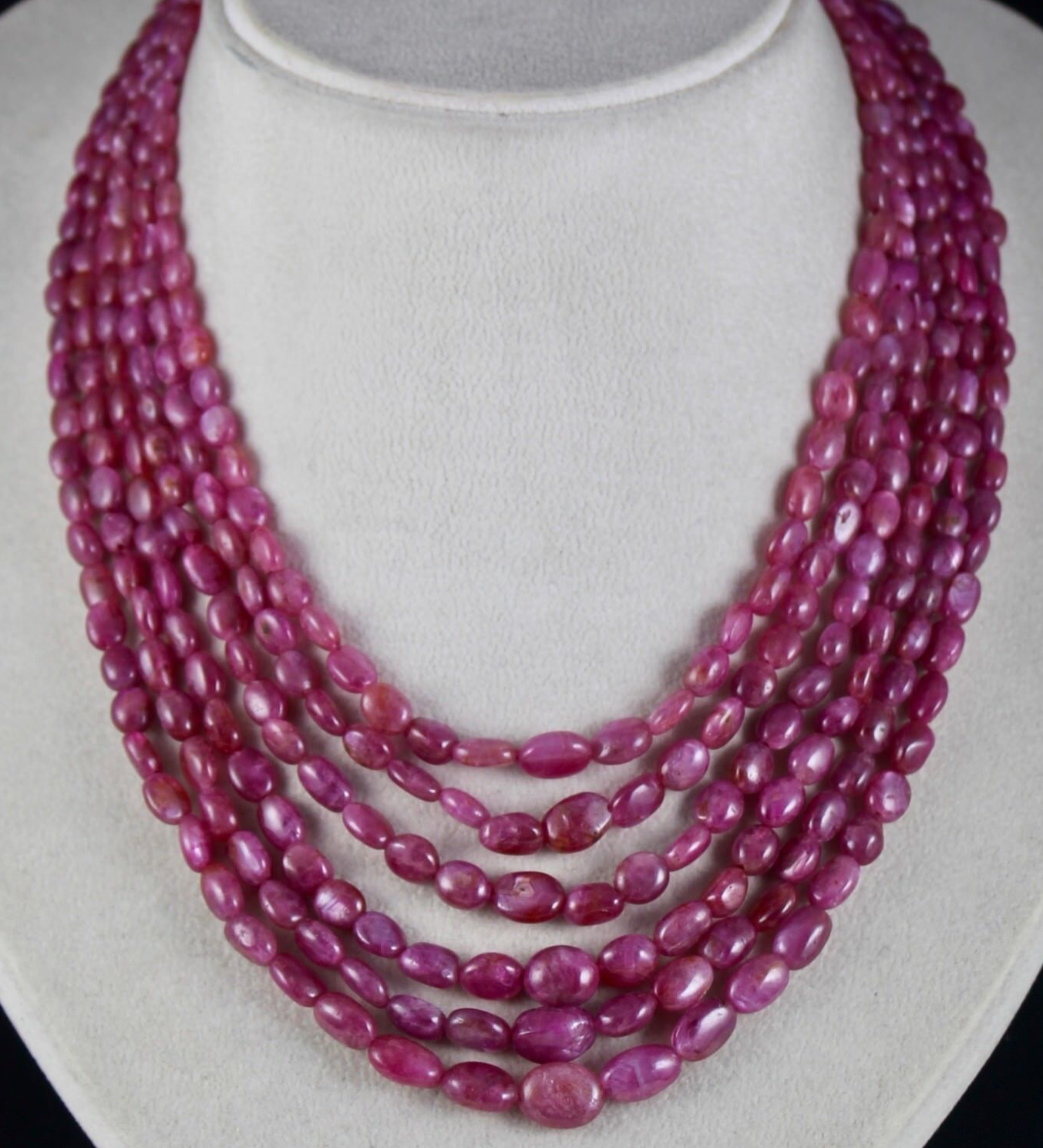 Certified Fashion Necklace Natural Ruby Beads Cabochon 627 Ct 6 Line